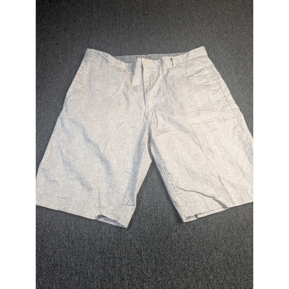 Calvin Klein Mens Grey Textured Print Flat Front Shorts Size 36 Cotton Blend